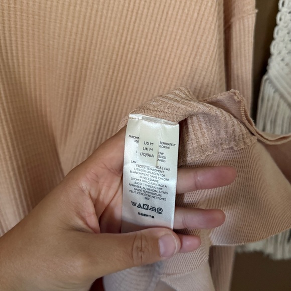 We the Free Free People Waffle Knit Longsleeve Pinky Nude / Oversized Medium - Picture 5 of 7